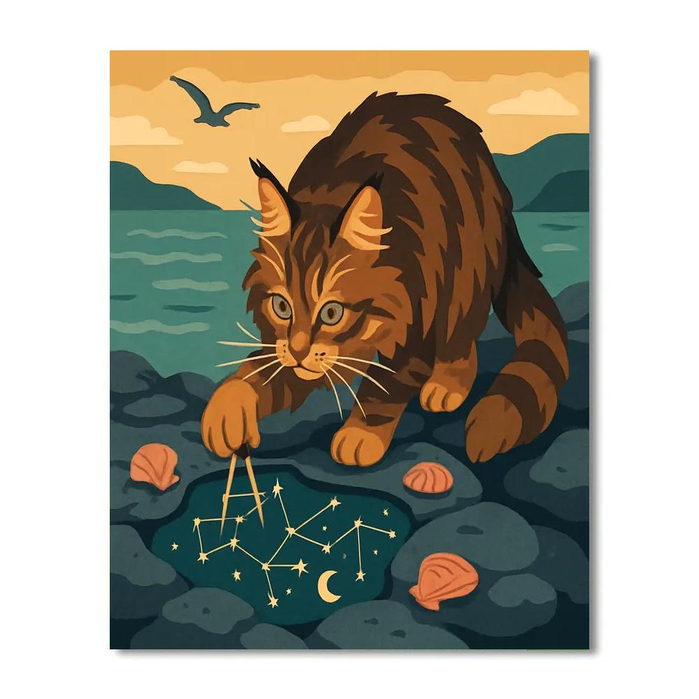 Cat Tidepool Cartographer painting number kit