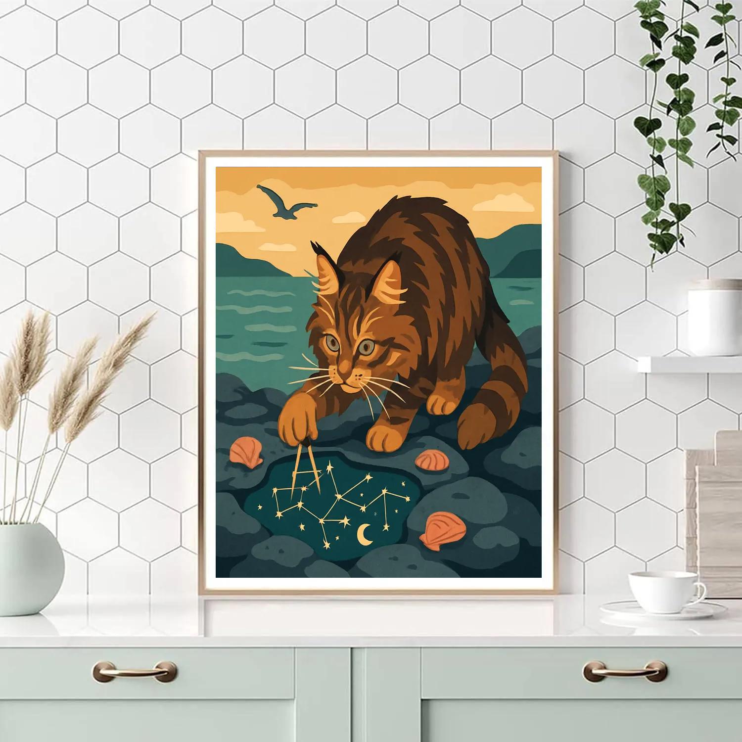Cat Tidepool Cartographer painting number kit