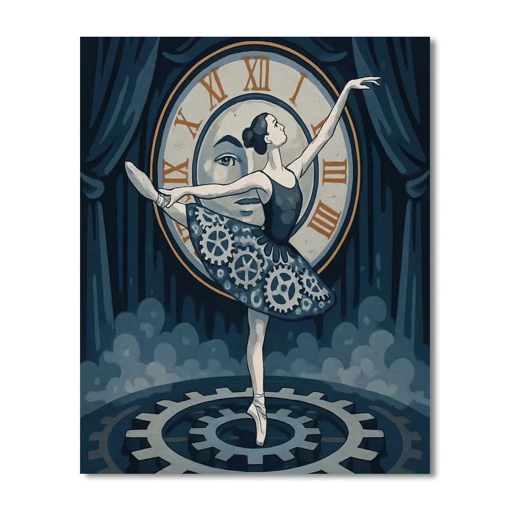 Moonlit Clockwork Ballet painting number kit