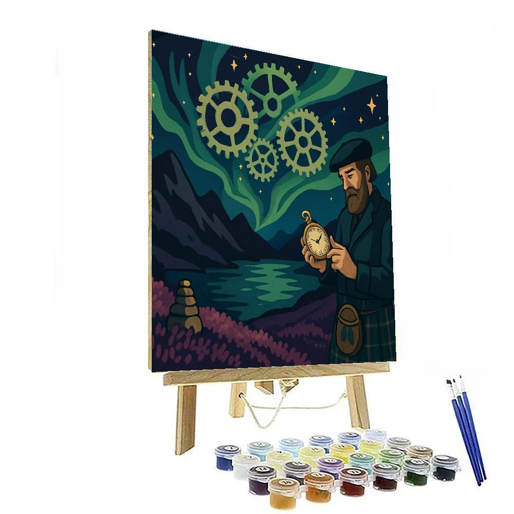 Clockwork Aurora Over Scotland paint by numbers