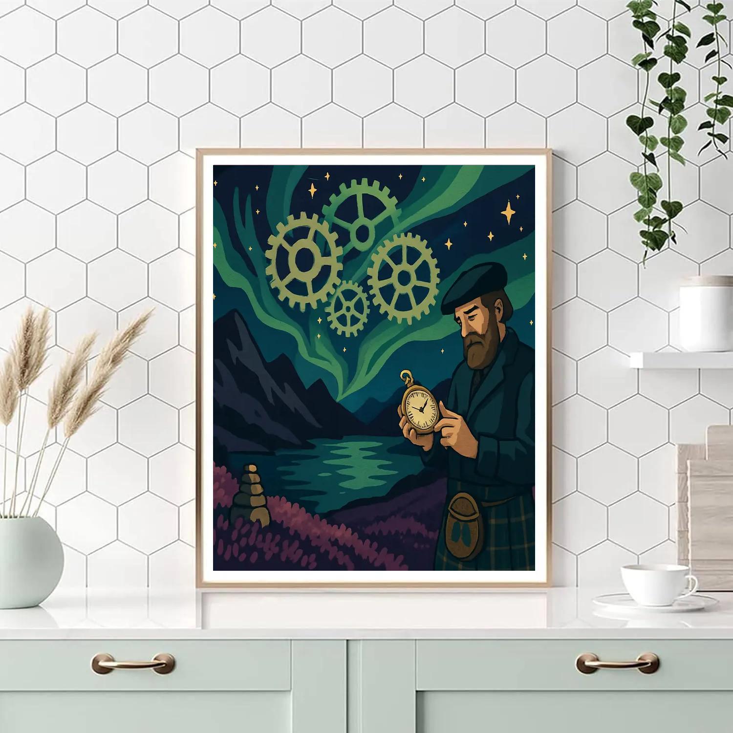 Clockwork Aurora Over Scotland paint by numbers