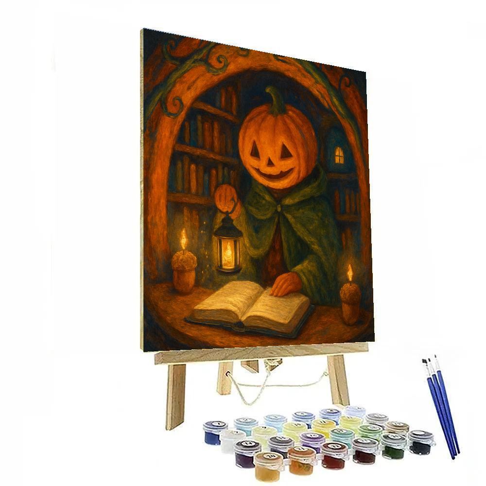 Lantern Library In The Pumpkin Hollow painting number kit