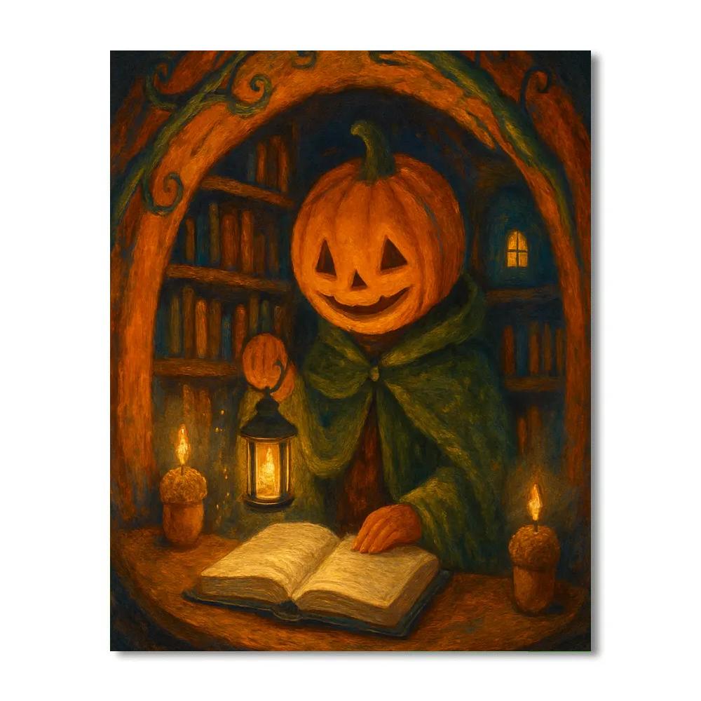 Lantern Library In The Pumpkin Hollow painting number kit