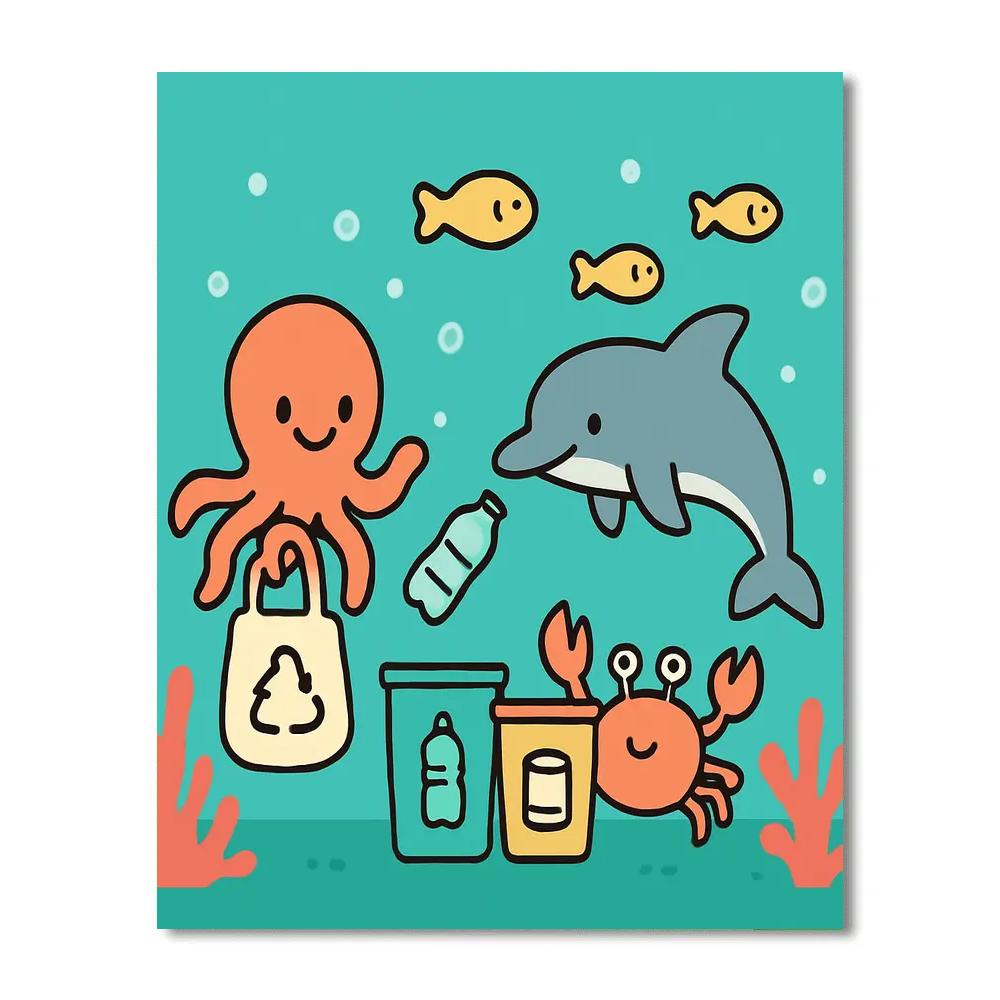 Coral Reef Cleanup Crew paint by number