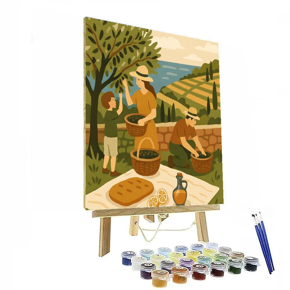 Olive Harvest Picnic In Italy Number painting