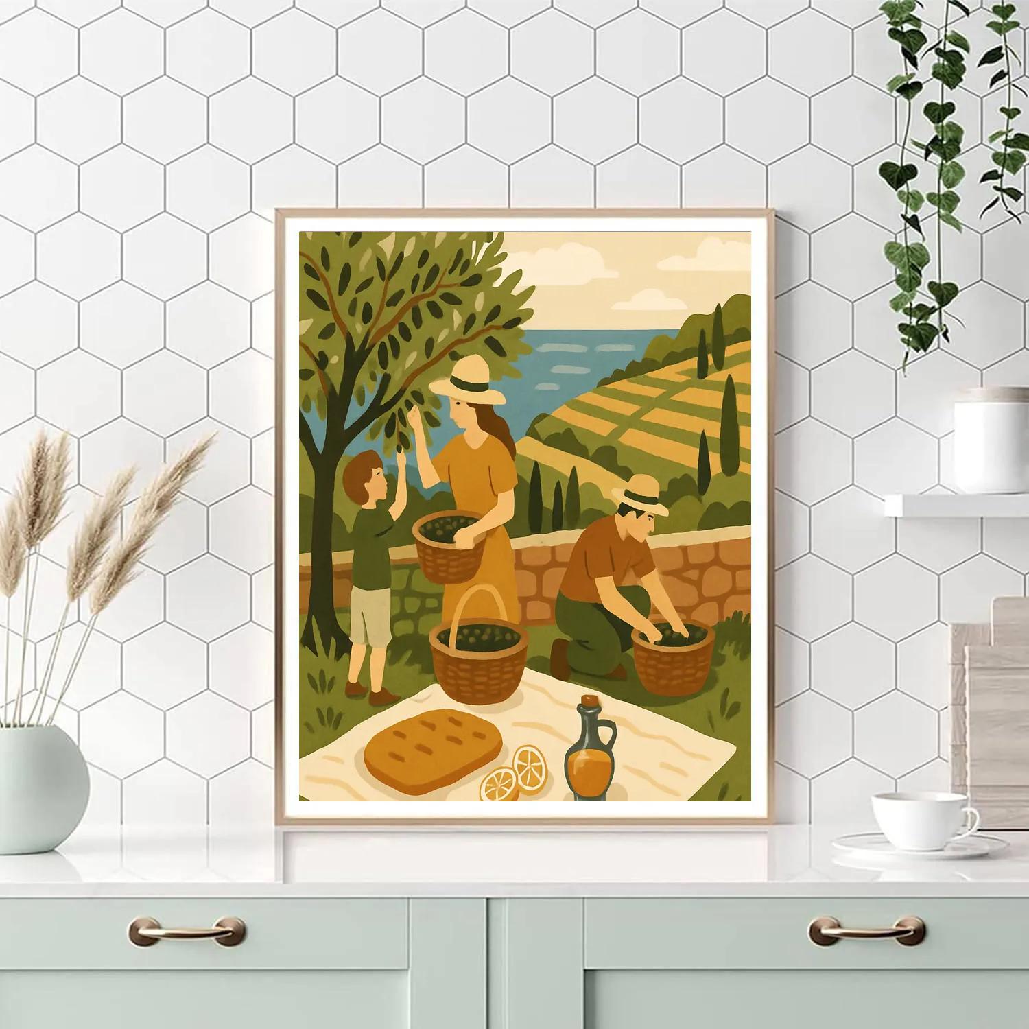 Olive Harvest Picnic In Italy Number painting