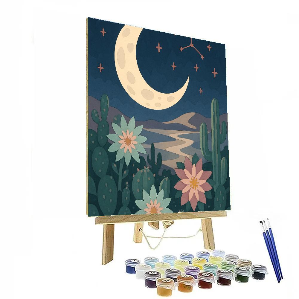 Desert Garden Under The Moon Paint by numbers art
