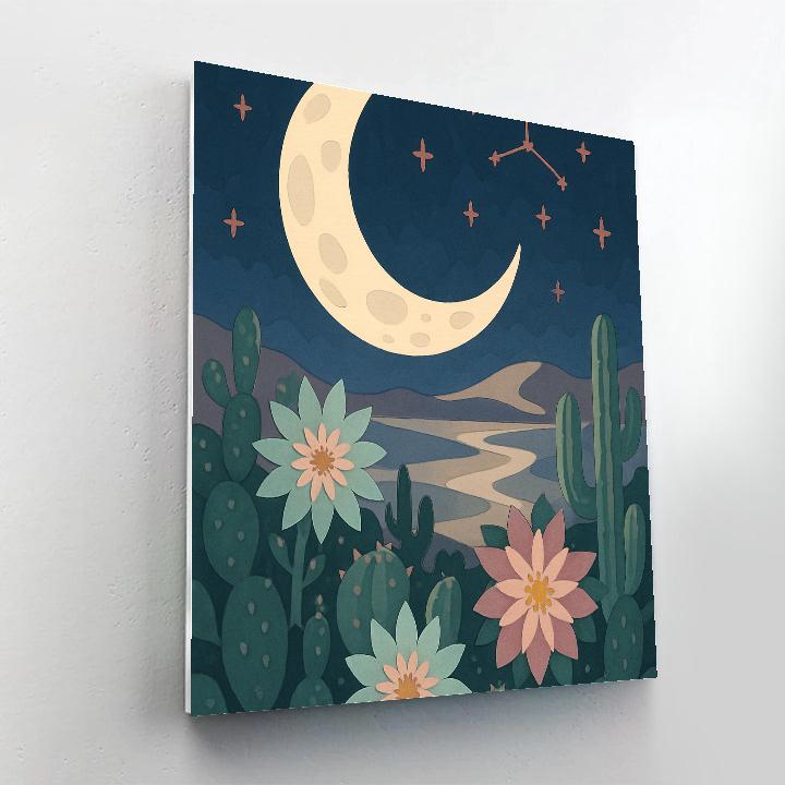 Desert Garden Under The Moon Paint by numbers art