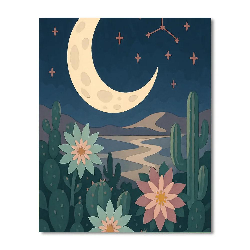Desert Garden Under The Moon Paint by numbers art