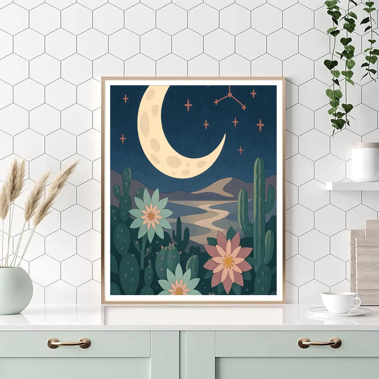Desert Garden Under The Moon Paint by numbers art