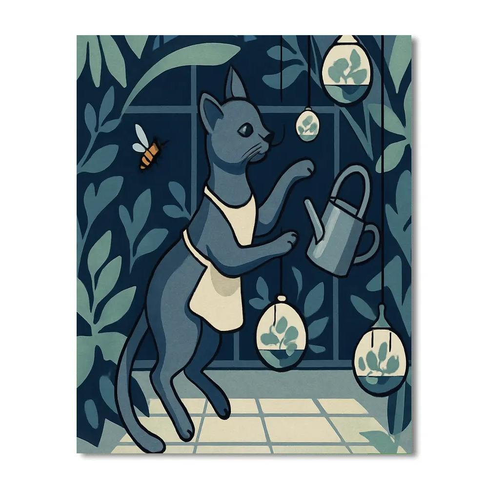 Glasshouse Orbit With Cat Companion painting number kit