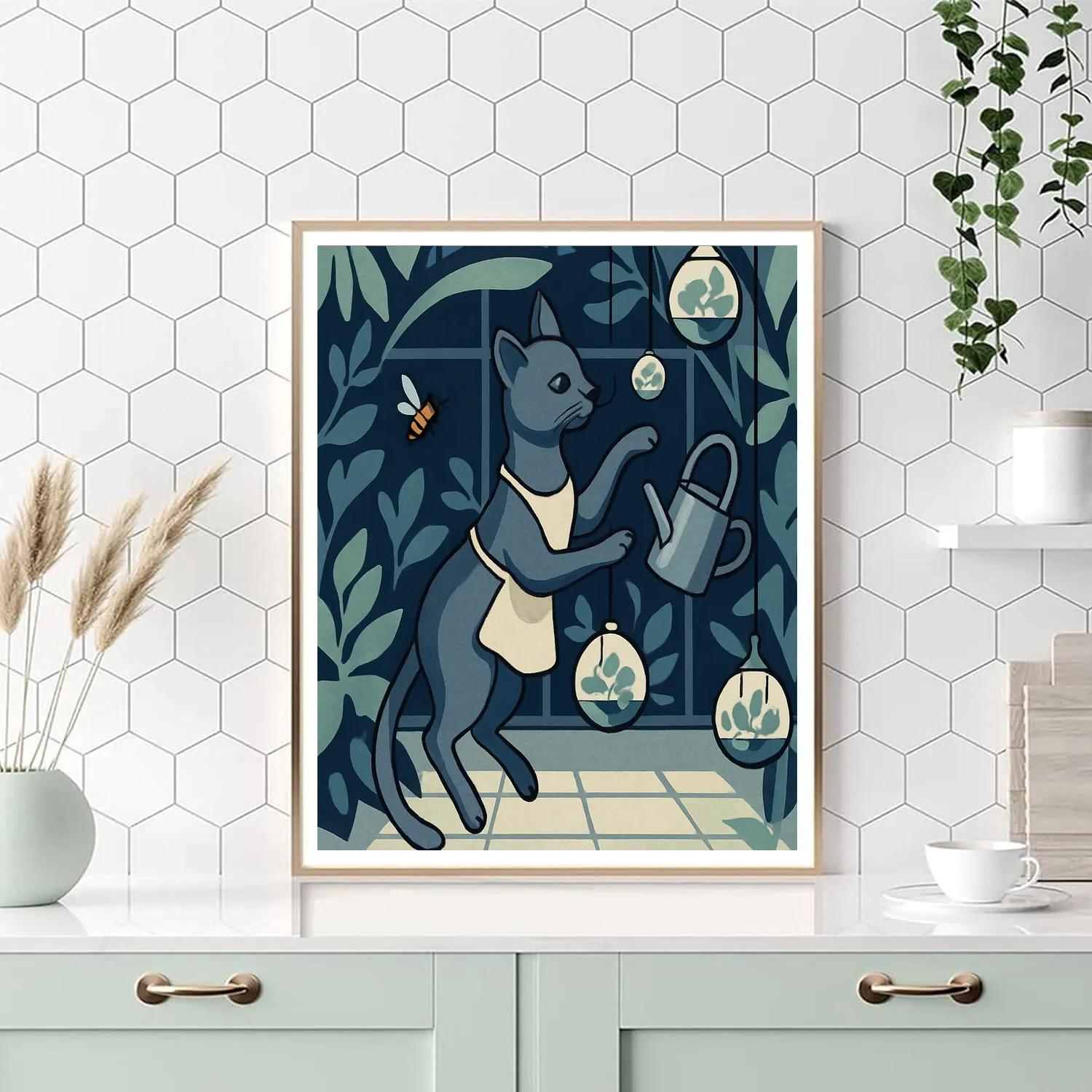 Glasshouse Orbit With Cat Companion painting number kit