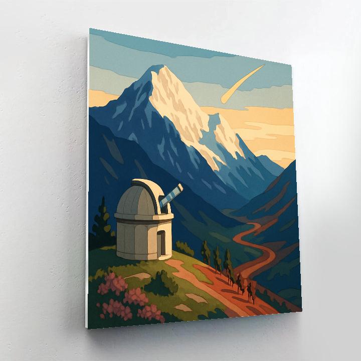 Alpine Observatory With Mountain Backdrop painting number kit