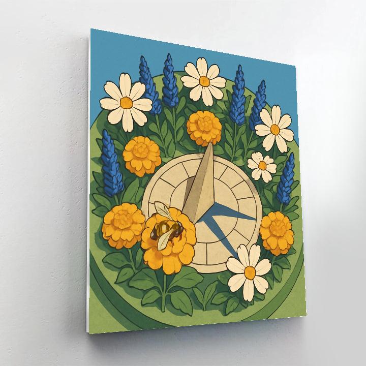 Sun Dial Garden With Flowers Painting by numbers kit