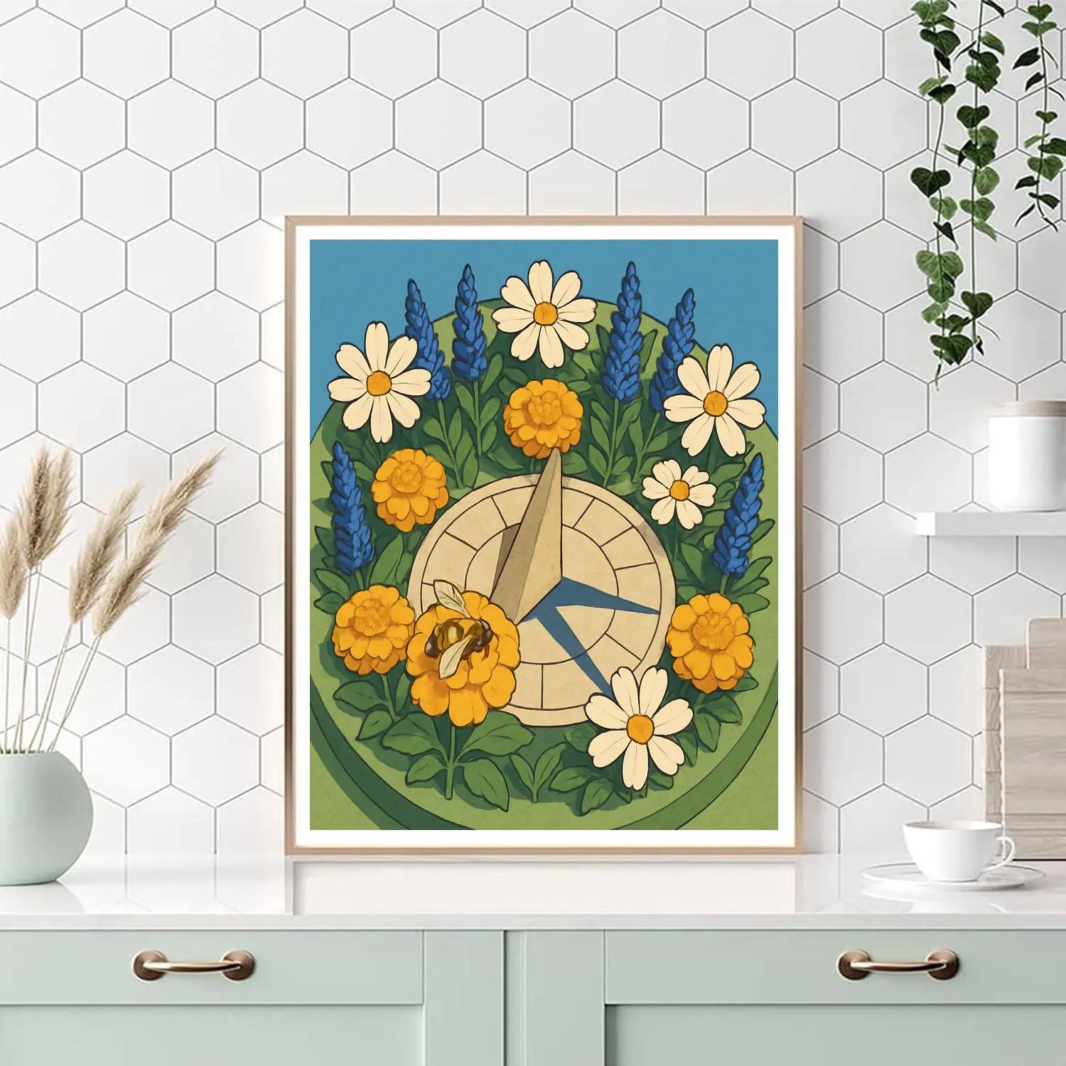 Sun Dial Garden With Flowers Painting by numbers kit