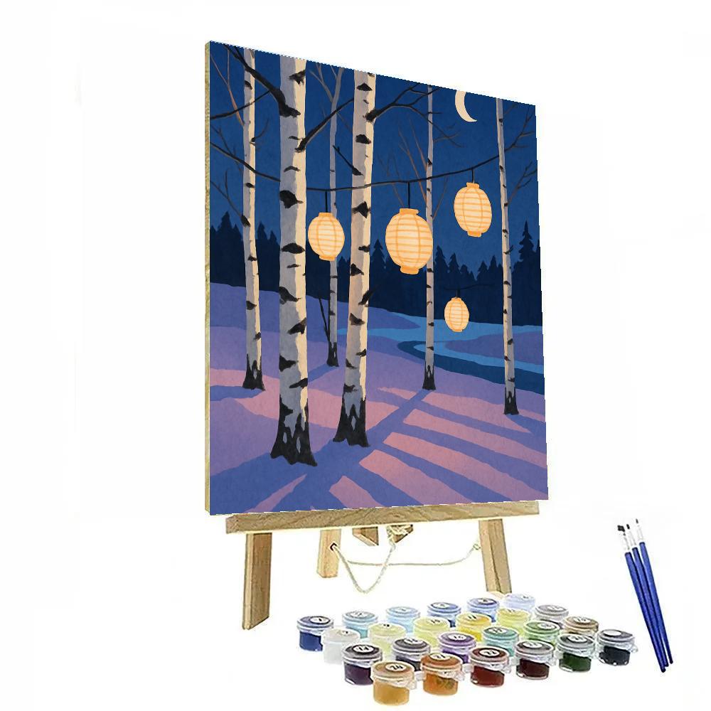 Lantern Grove With Tree Shadows paint by numbers
