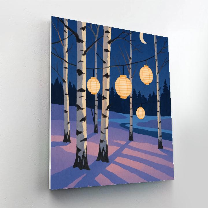 Lantern Grove With Tree Shadows paint by numbers