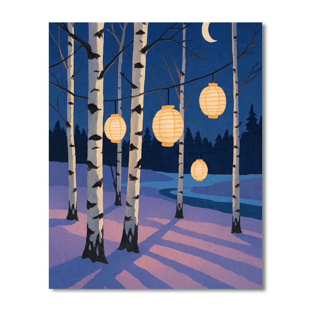 Lantern Grove With Tree Shadows paint by numbers