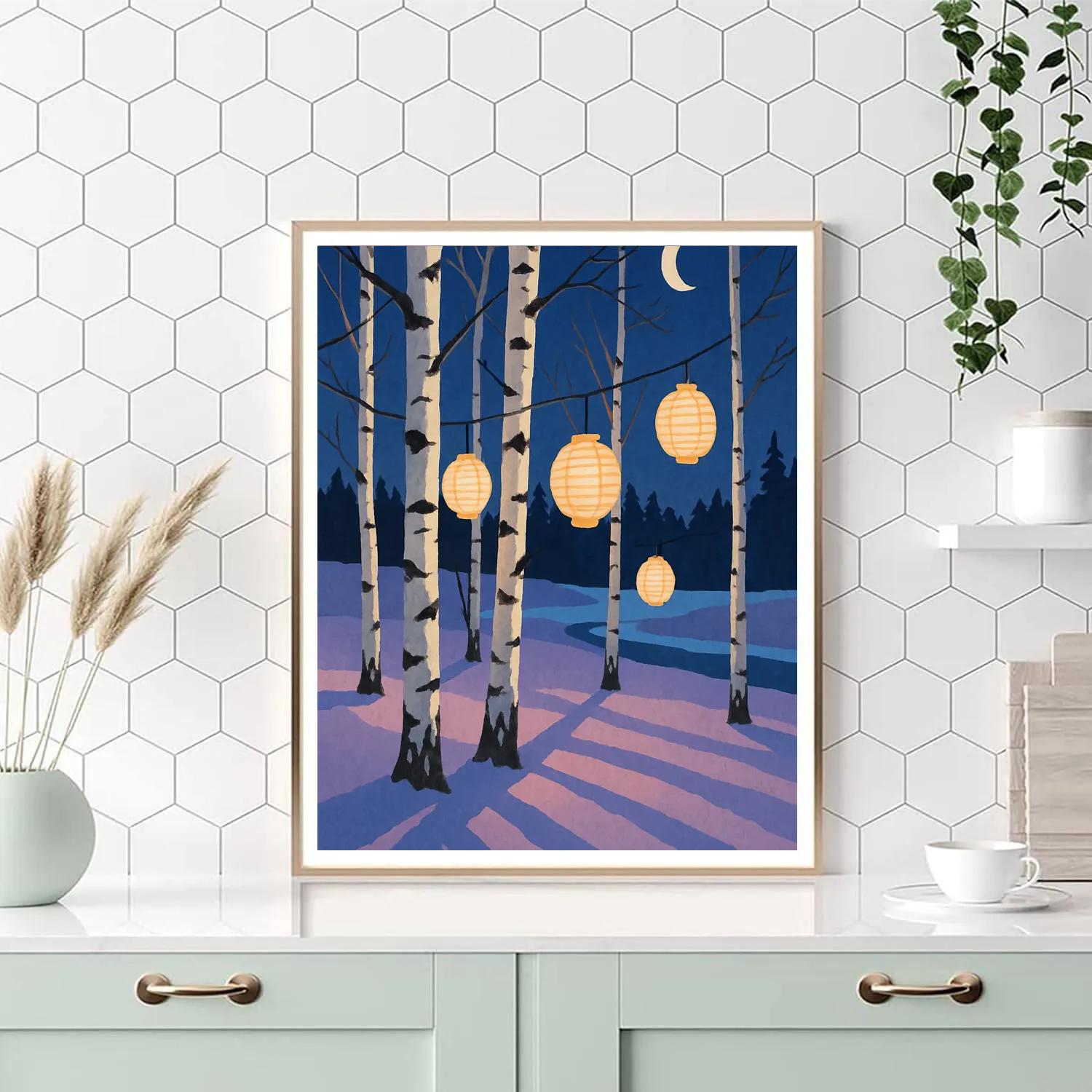 Lantern Grove With Tree Shadows paint by numbers