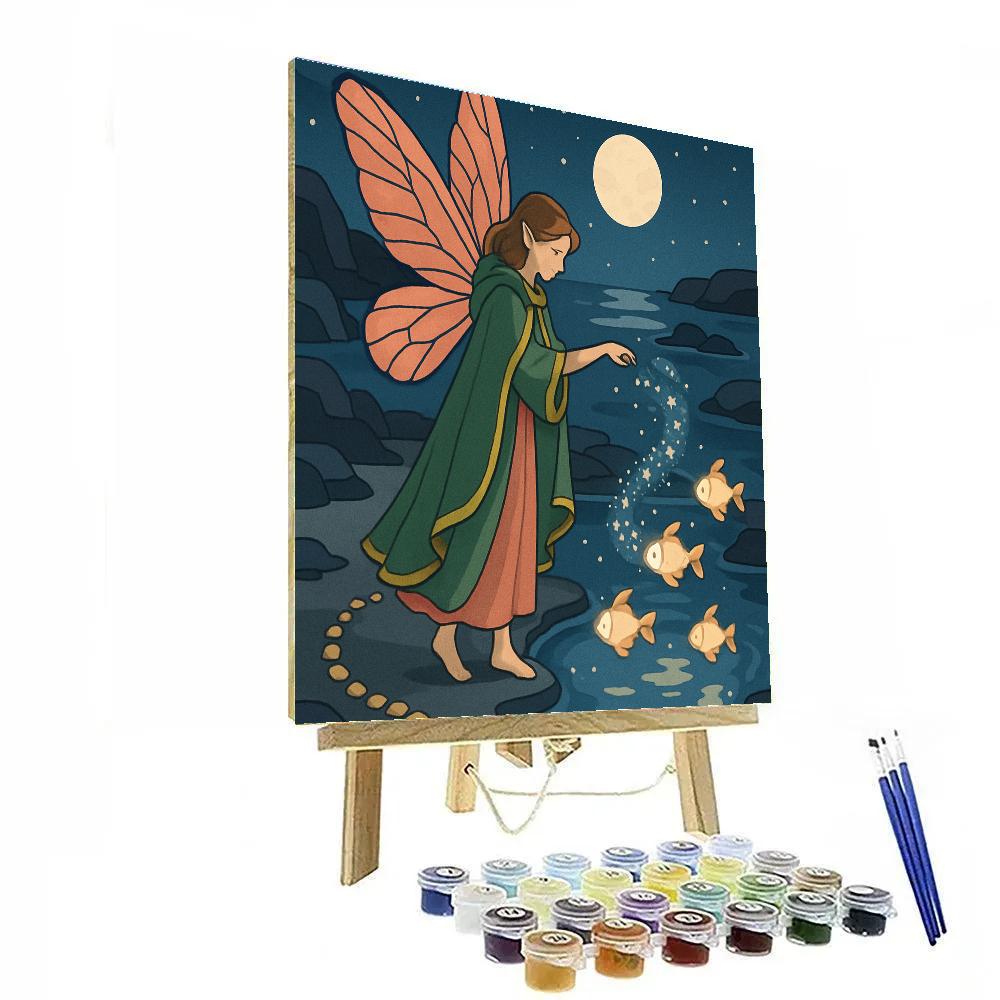 Lanternlit Tidepool With Fairy Glow Numbered painting kits