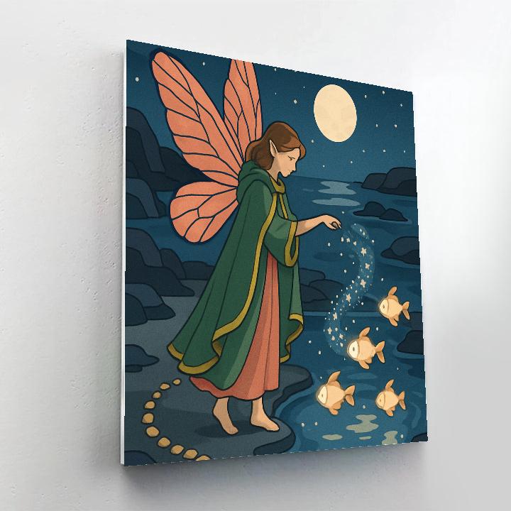 Lanternlit Tidepool With Fairy Glow Numbered painting kits
