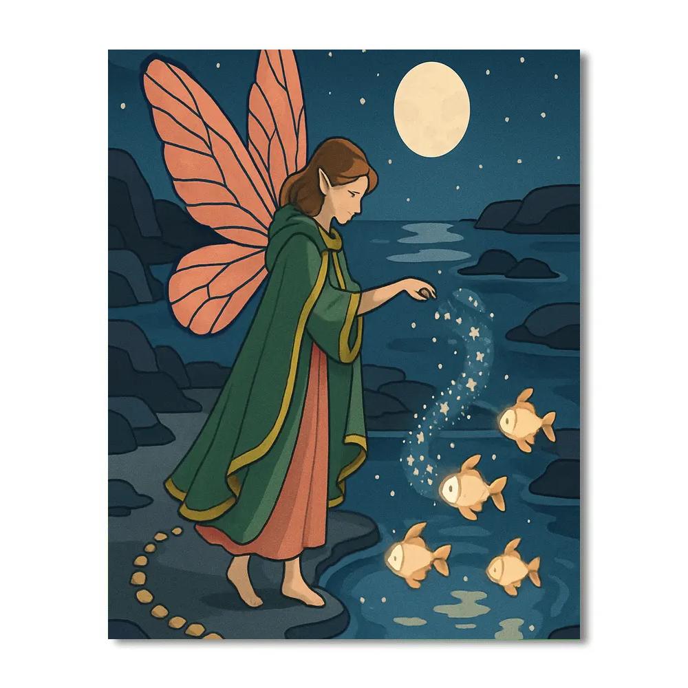 Lanternlit Tidepool With Fairy Glow Numbered painting kits