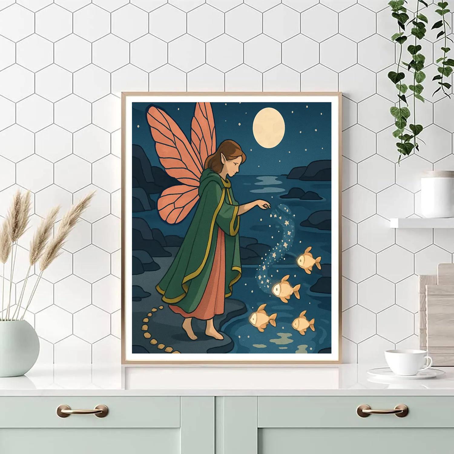 Lanternlit Tidepool With Fairy Glow Numbered painting kits