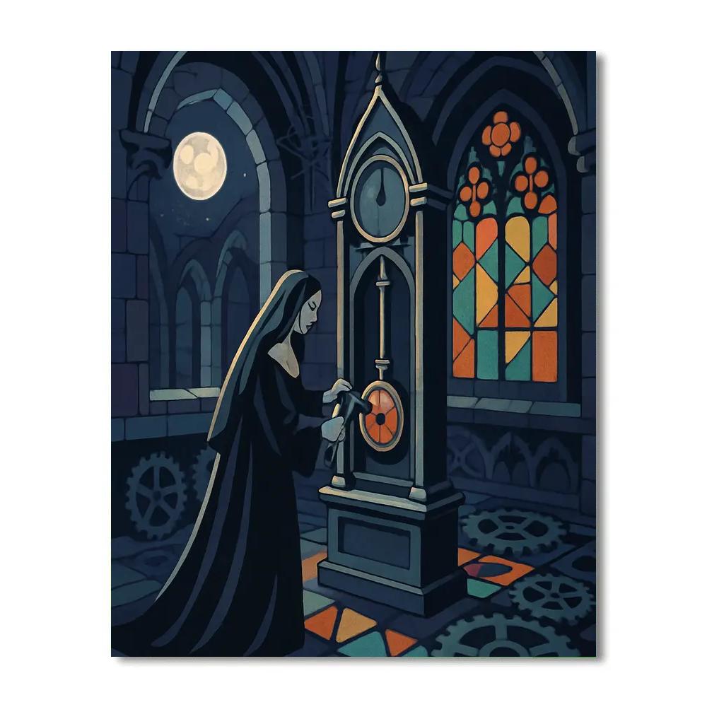 Clockwork Nunnery In Gothic Shadow Paint by numbers art