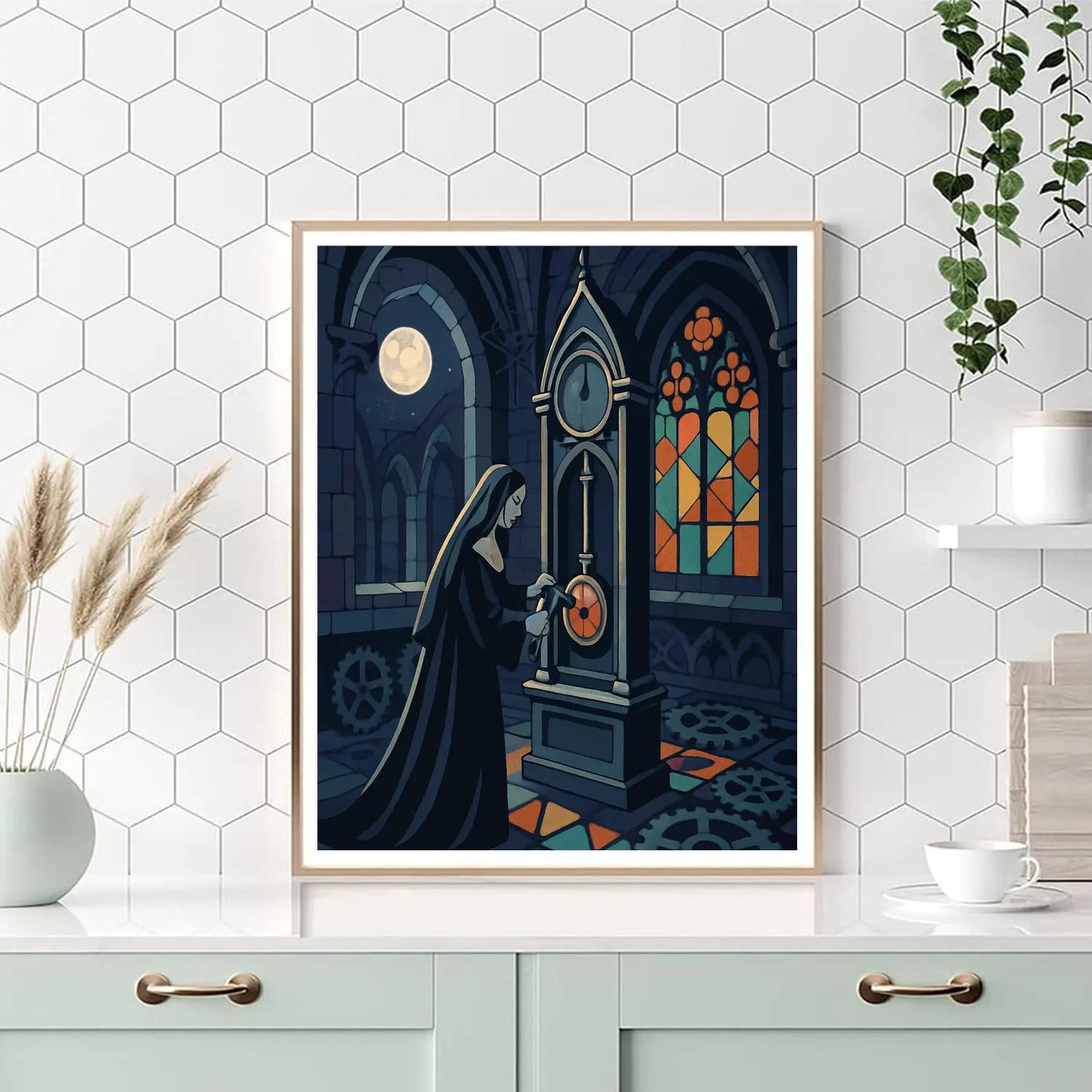 Clockwork Nunnery In Gothic Shadow Paint by numbers art