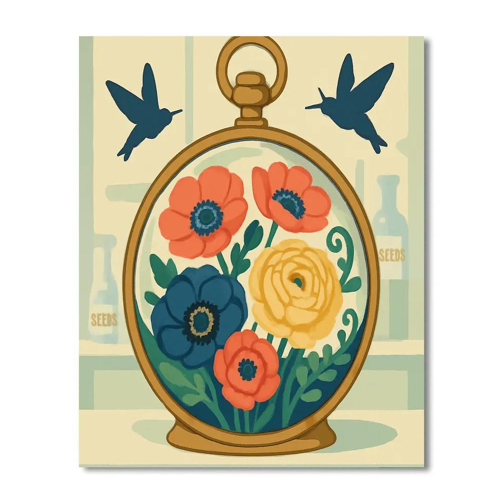 Clockwork Terrarium Floral Blueprint painting number kit