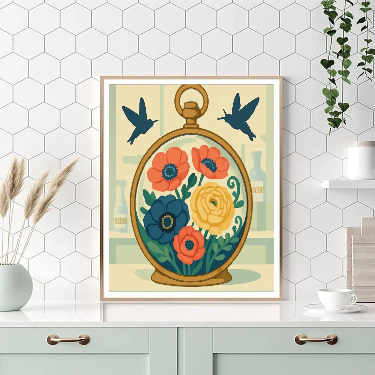 Clockwork Terrarium Floral Blueprint painting number kit