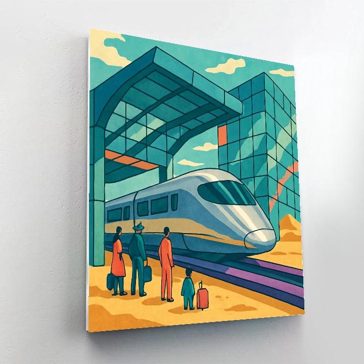 Mirage Glass Train Station Numbered painting kits