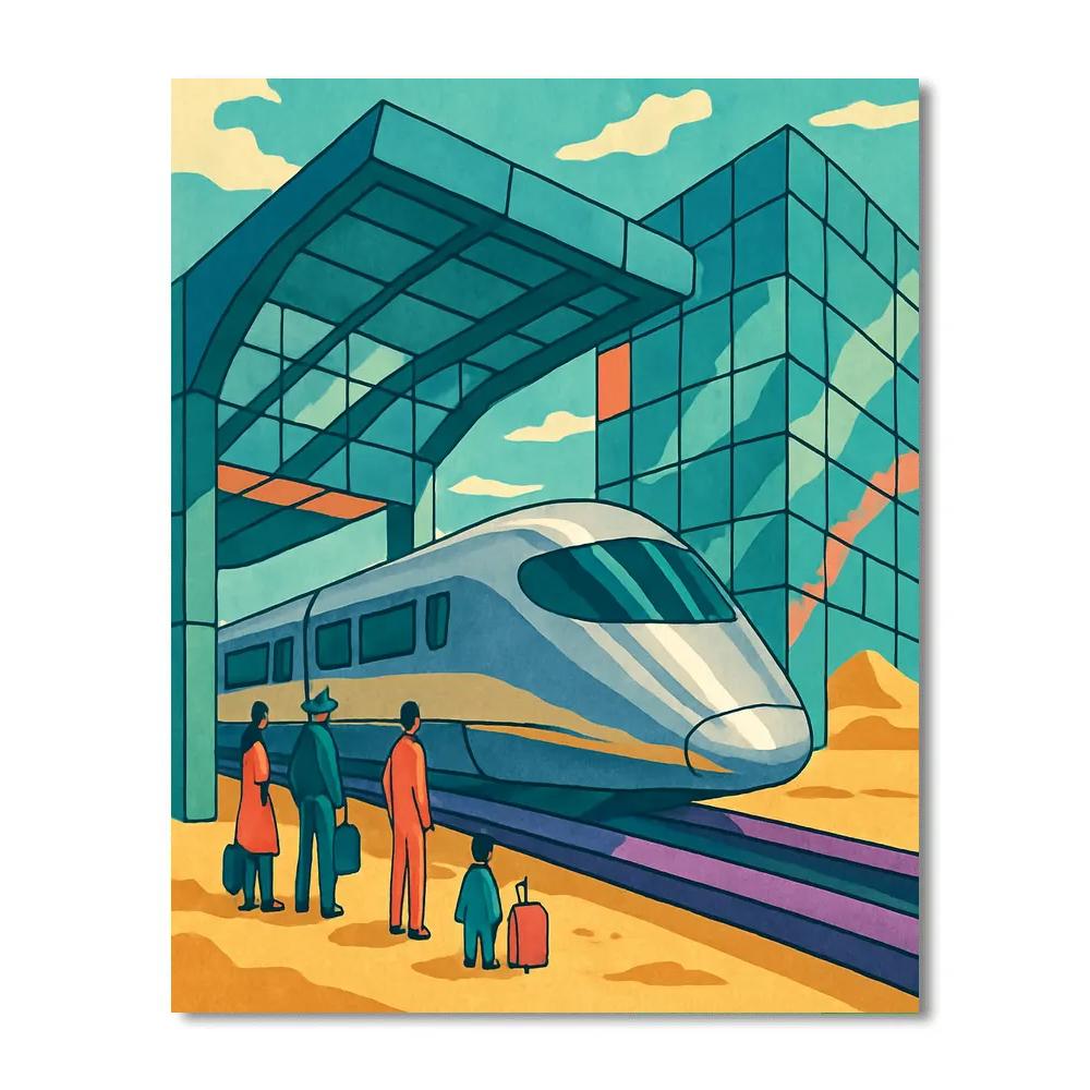 Mirage Glass Train Station Numbered painting kits