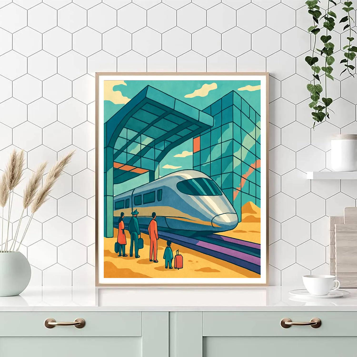 Mirage Glass Train Station Numbered painting kits