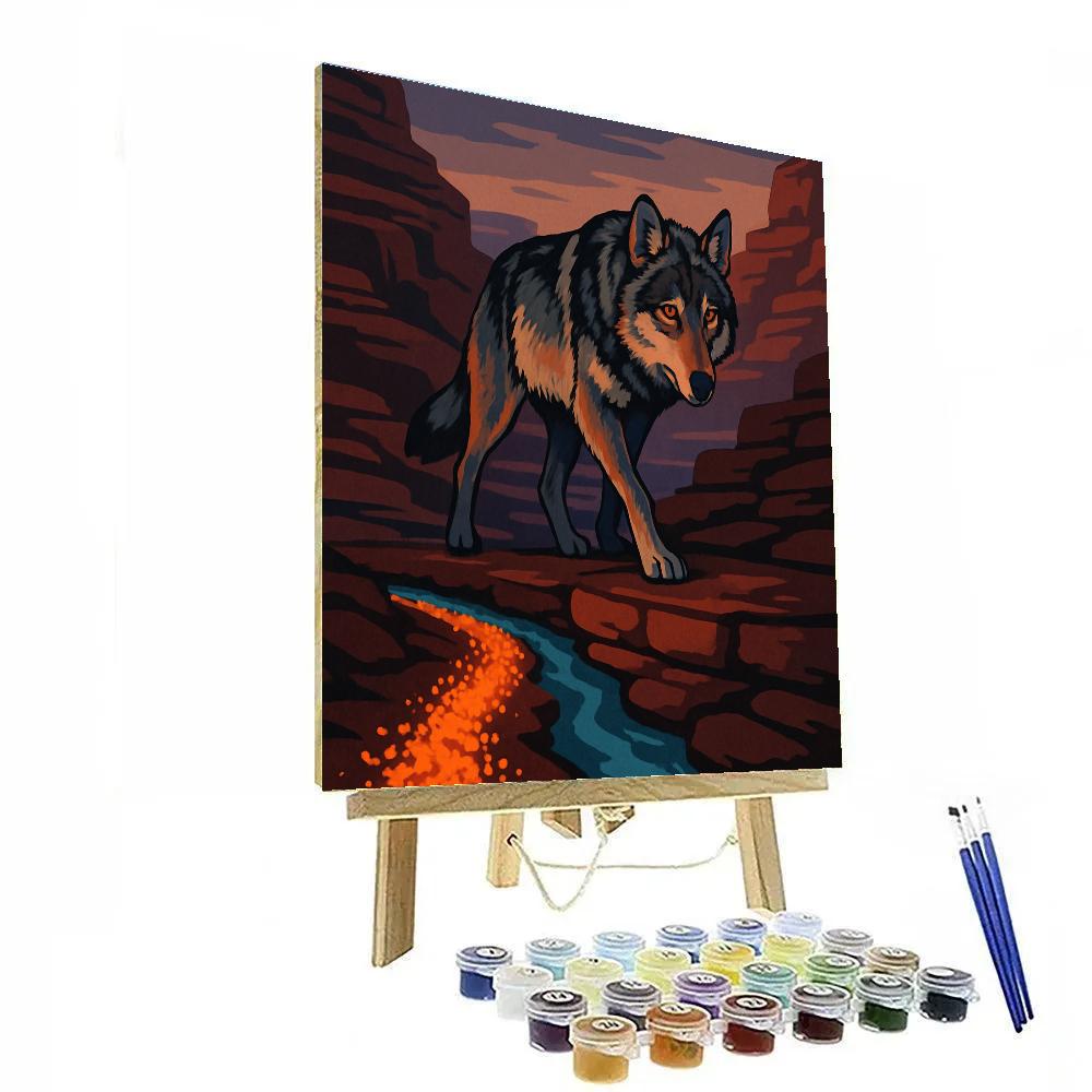 Wolf In The Ember Bloom Canyon painting number kit