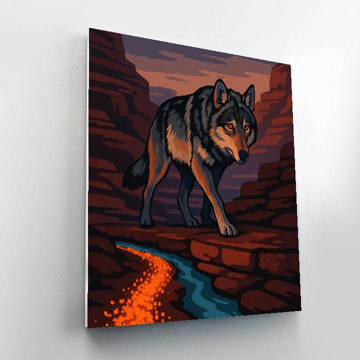 Wolf In The Ember Bloom Canyon painting number kit