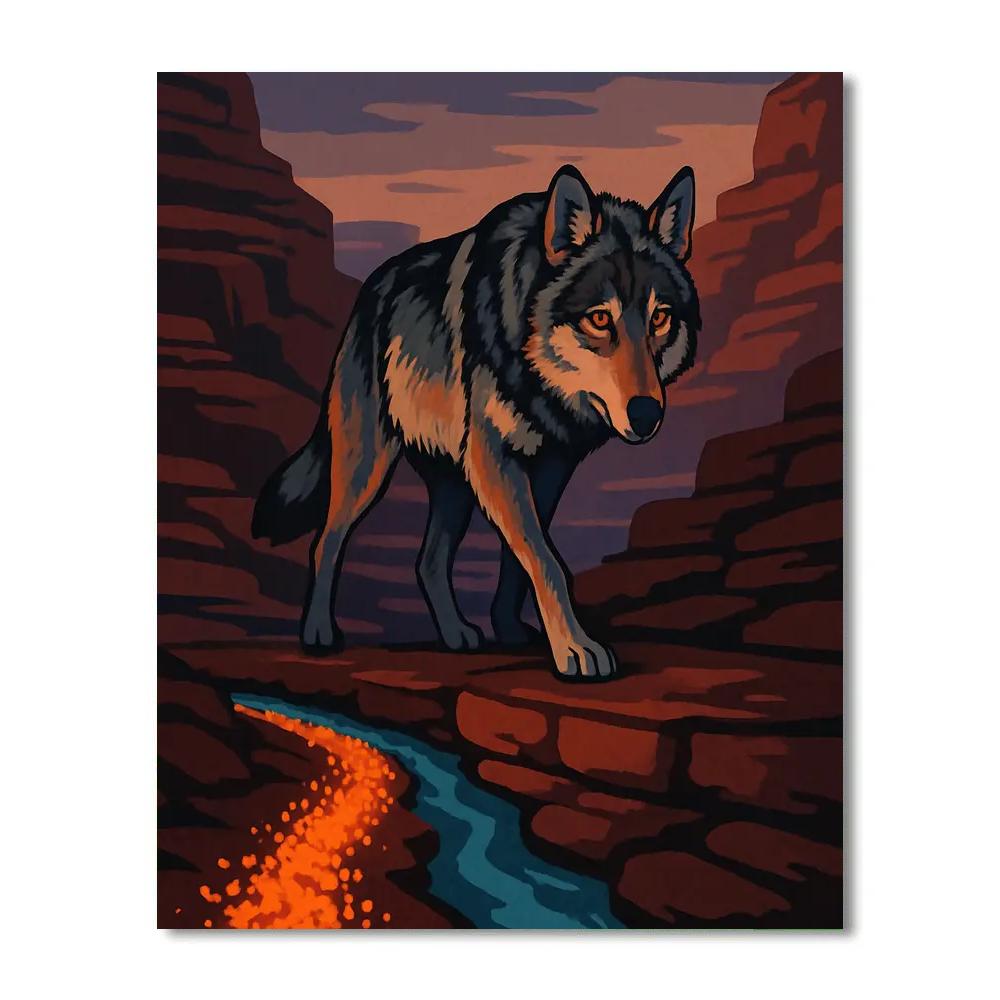Wolf In The Ember Bloom Canyon painting number kit