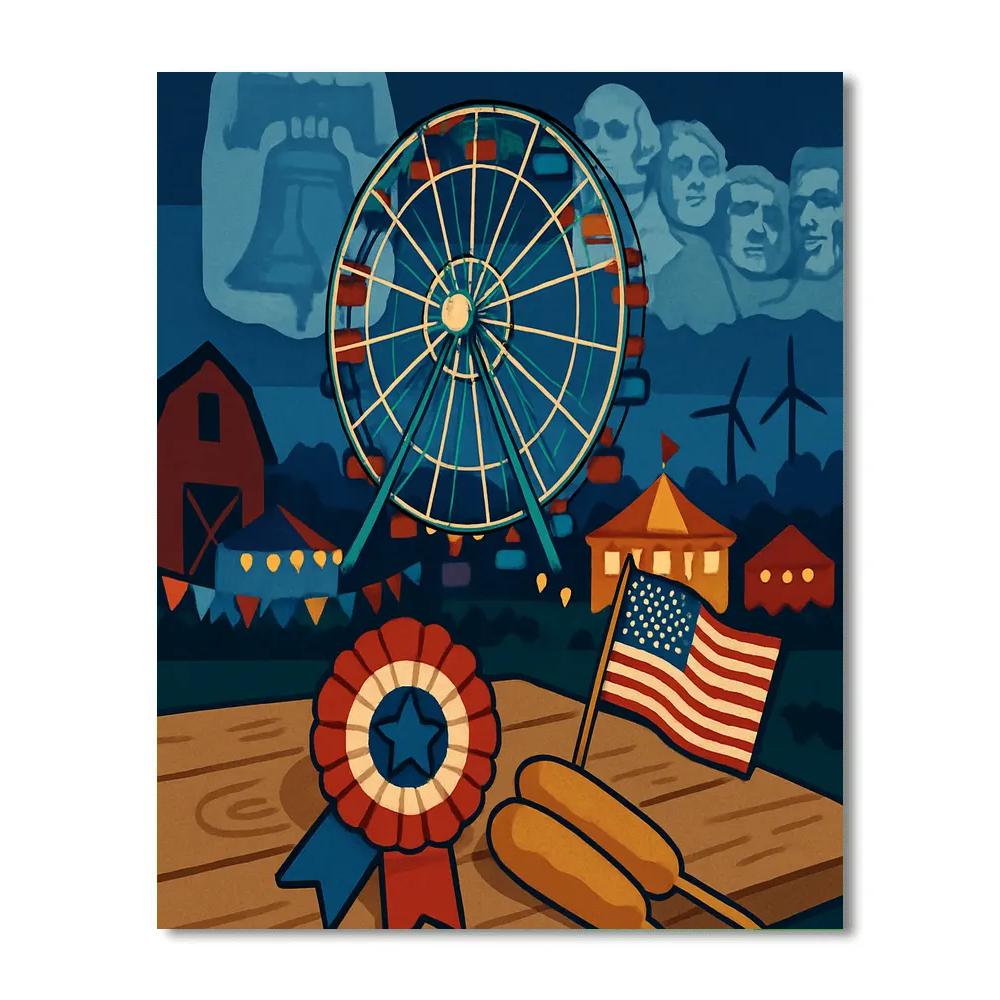 Hologram County Fair USA Nightscape Painting by numbers kit