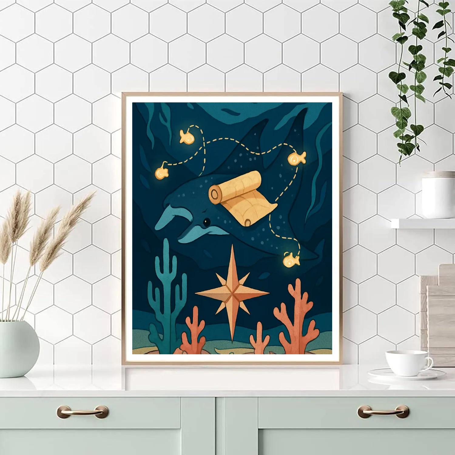 Cartographer Of Dreams In The Ocean painting number kit