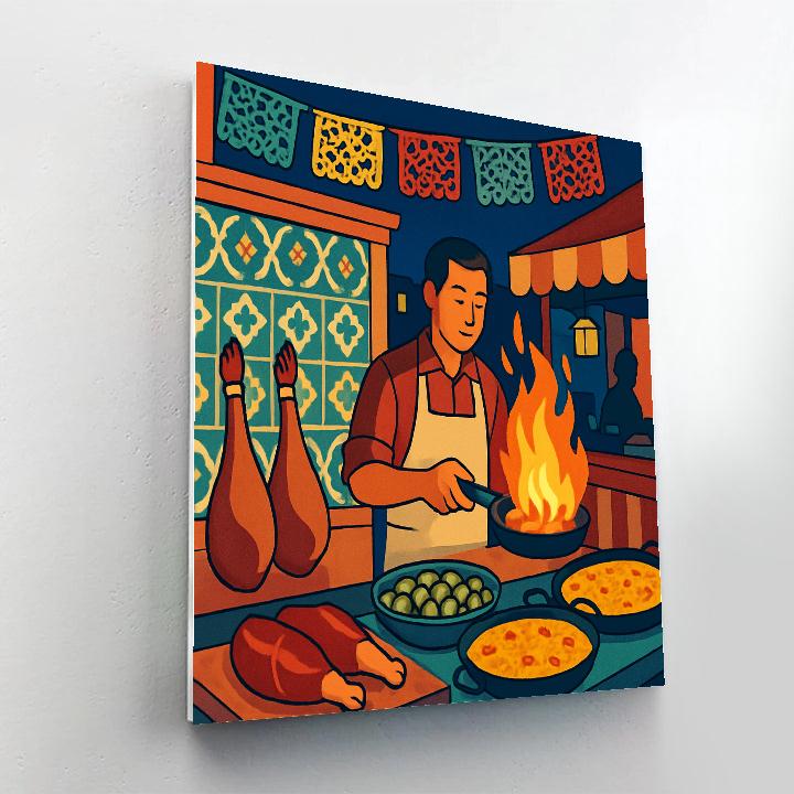 Midnight Market Spain Mosaic paint by numbers