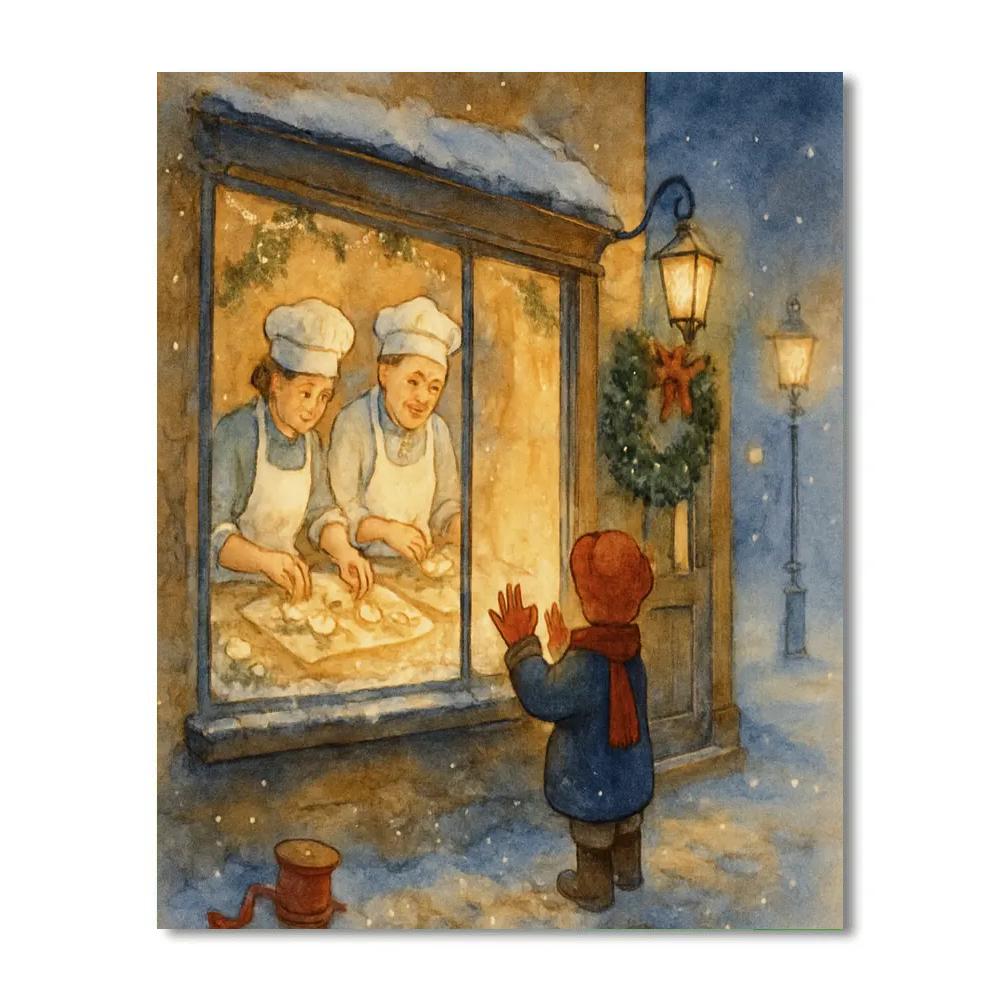 Midnight Bakery Snowglobe Street Painting by numbers kit