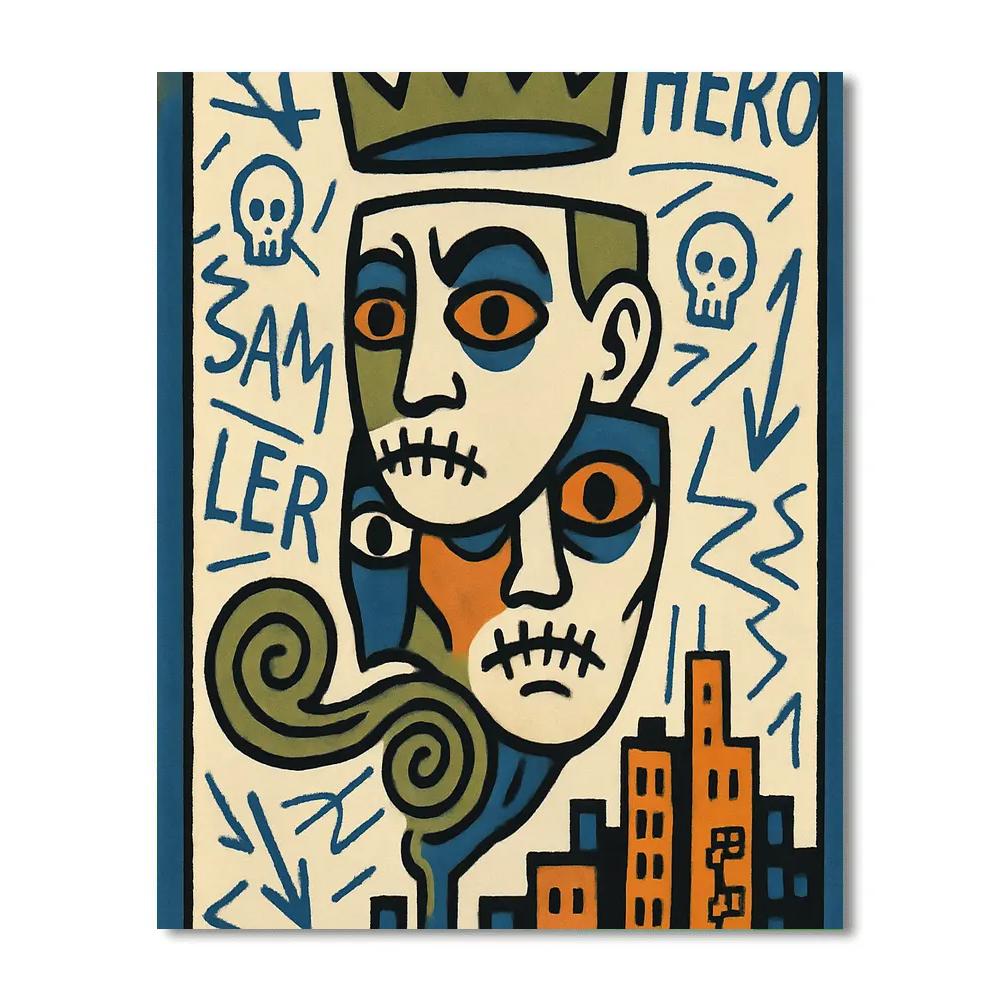 Basquiat-Crowned Street Oracle paint by color