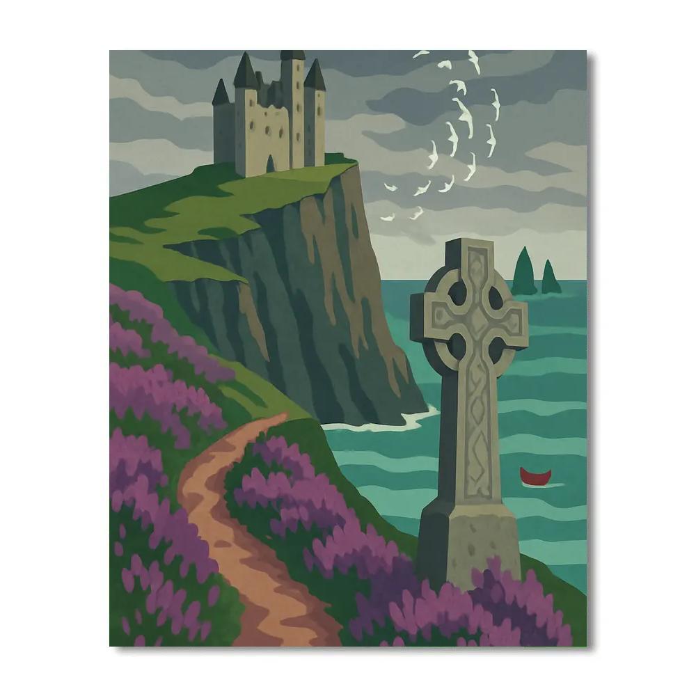 Cliffs And Castle Above Ireland Paint by numbers kits