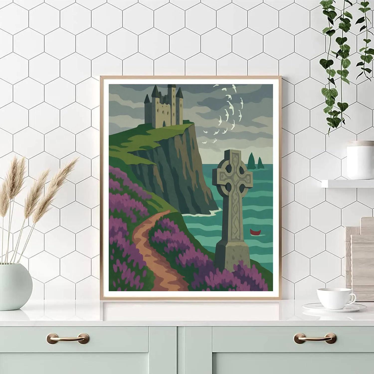 Cliffs And Castle Above Ireland Paint by numbers kits