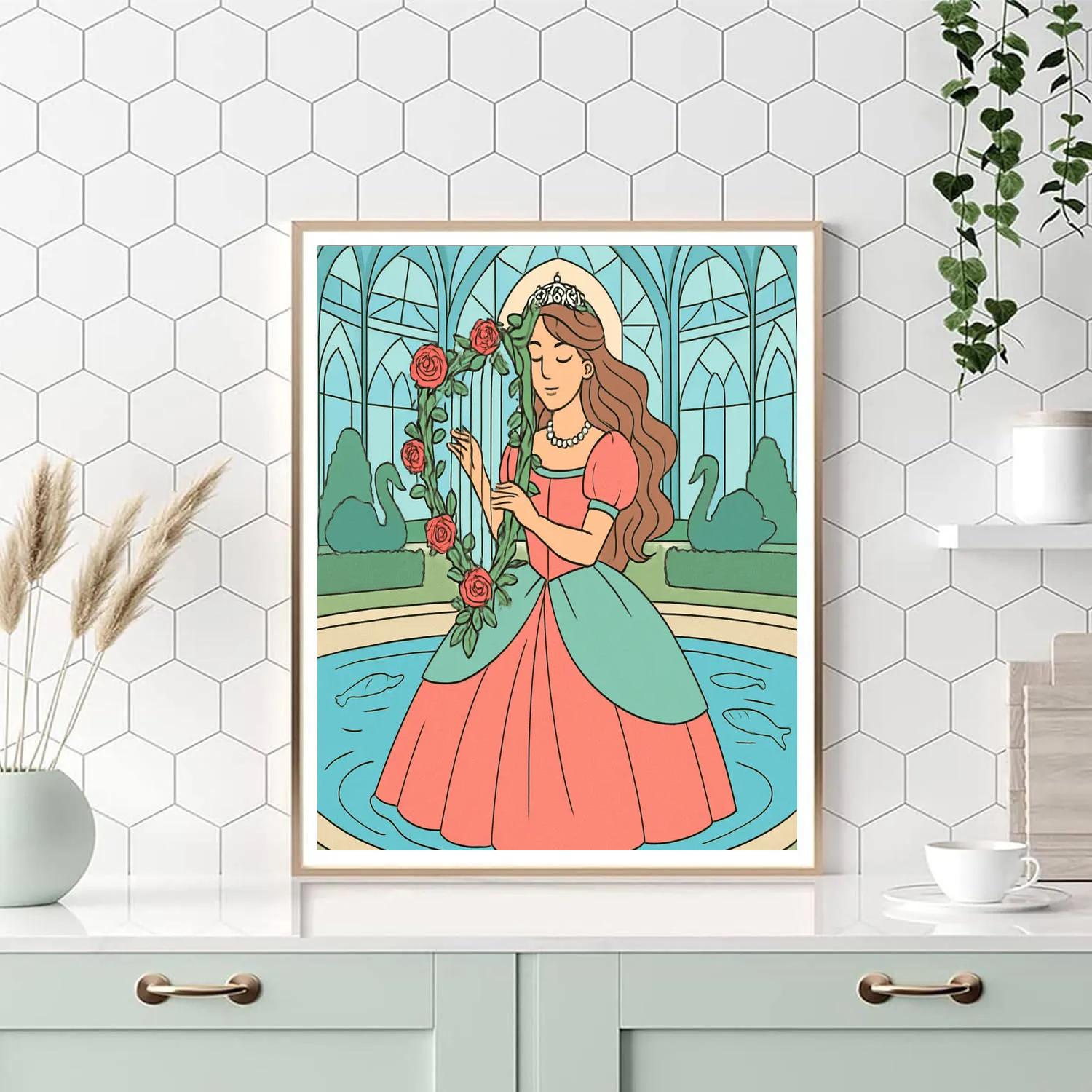 Crystal Atrium, Princess In Bloom paint by number