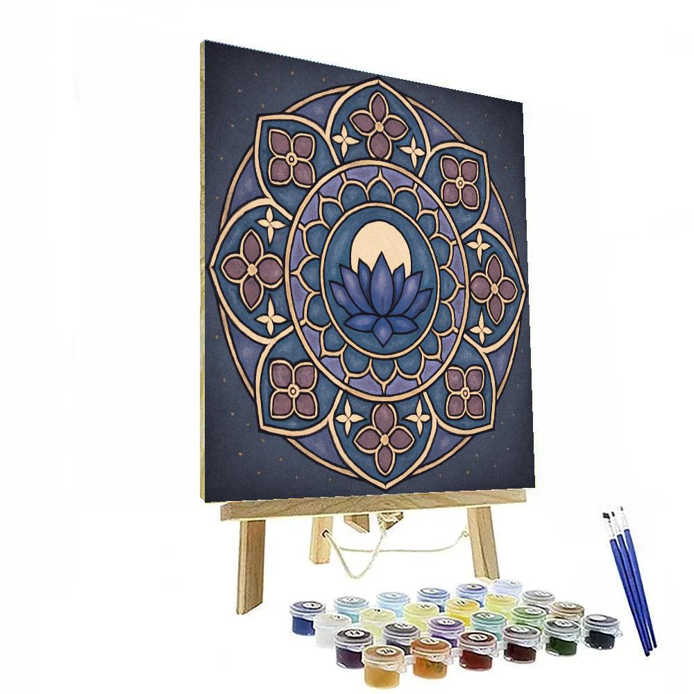 Cathedral Glass Mandala In Midnight Bloom painting number kit