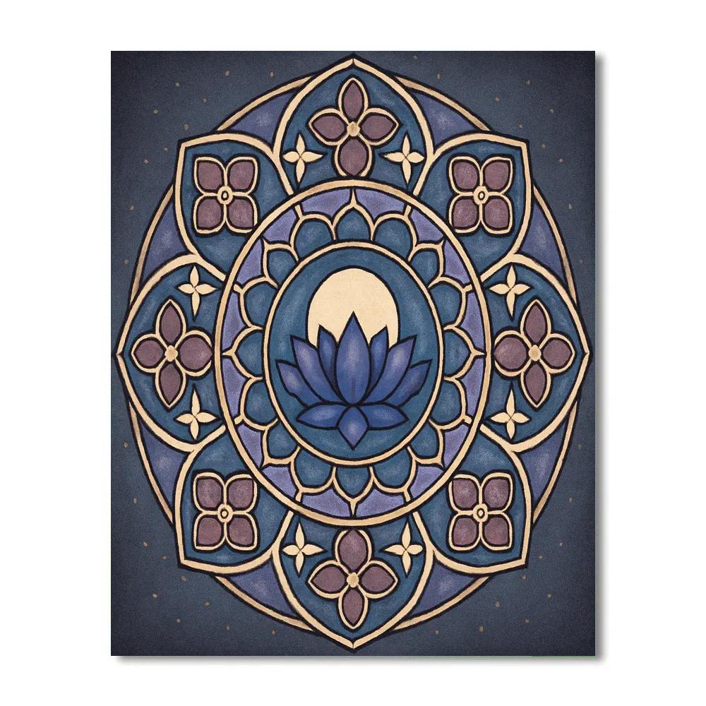 Cathedral Glass Mandala In Midnight Bloom painting number kit