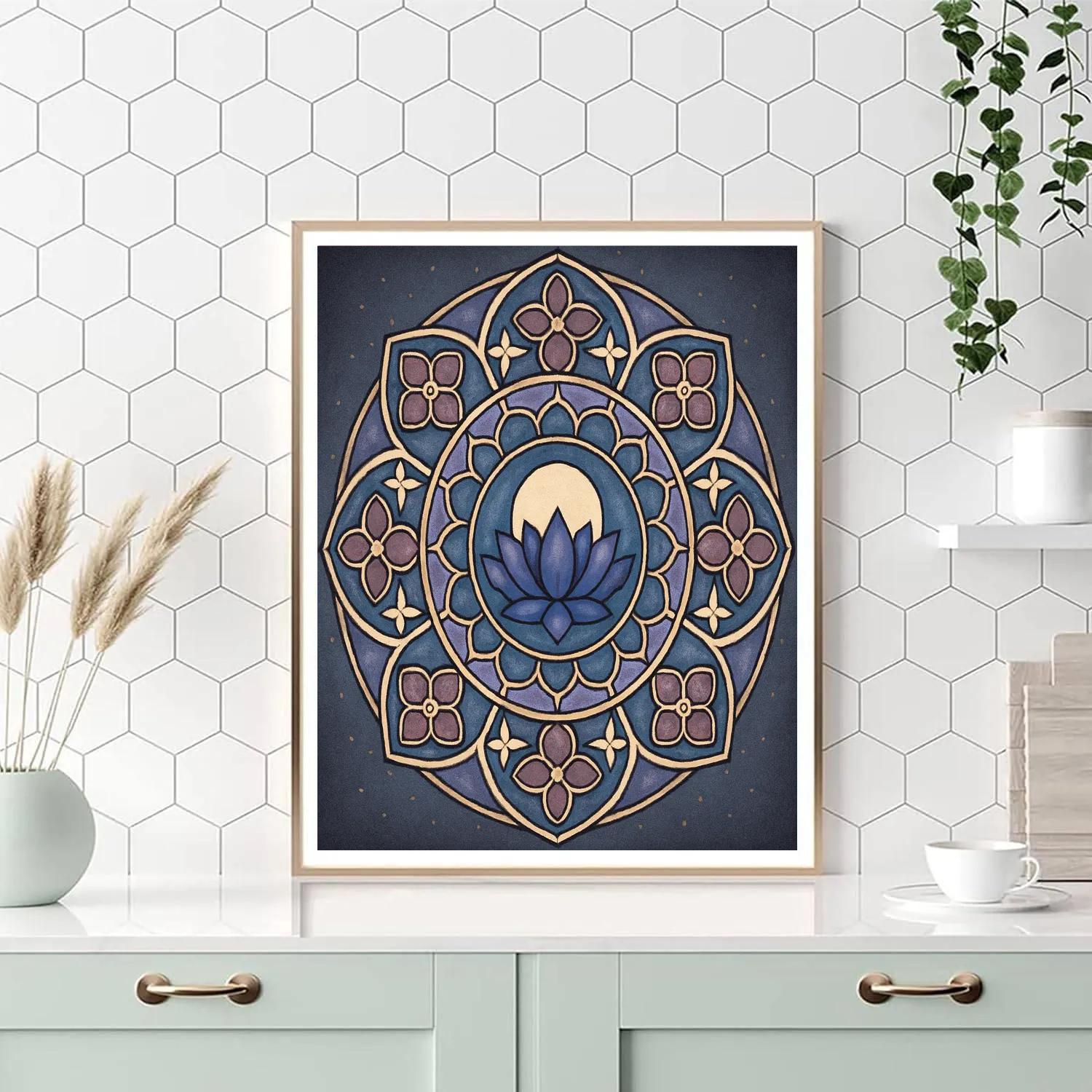 Cathedral Glass Mandala In Midnight Bloom painting number kit