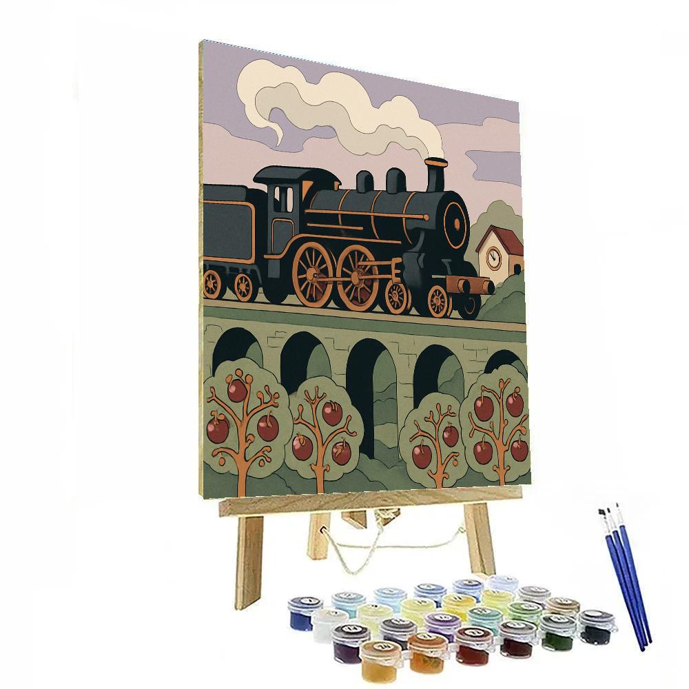 Clockwork Orchard With Train paint by color