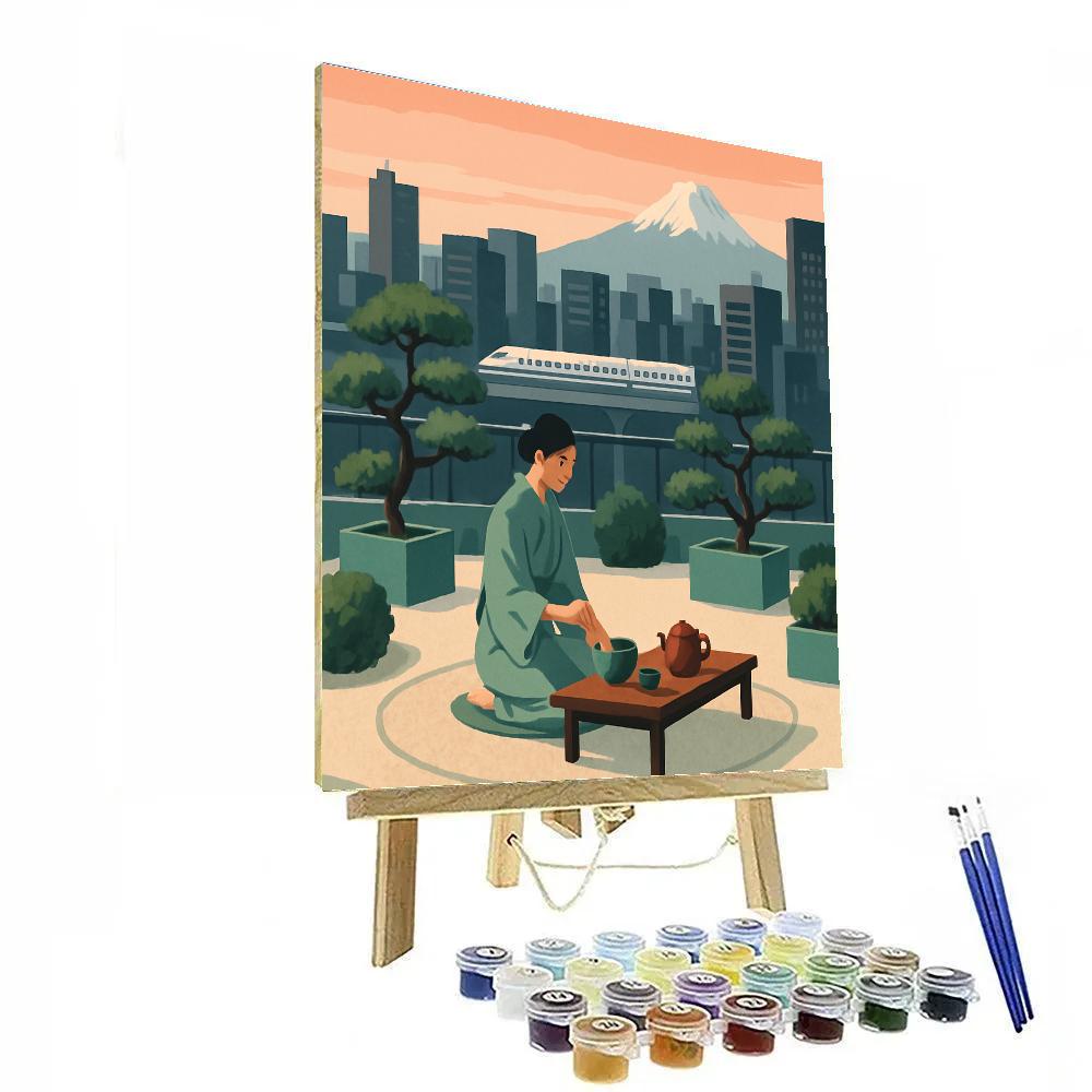 Rooftop Garden Tea Ceremony In Japan Paint by numbers kits
